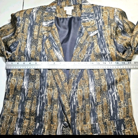 Robert Stock Women 90's Brown Small Silk Formal Casual Long Sleeve Jacket Blazer - Picture 7 of 11